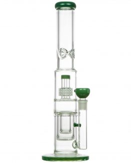 DOUBLE INSET HONEYCOMB TO UFO PERC BONG W: ICE CATCHER - GREEN